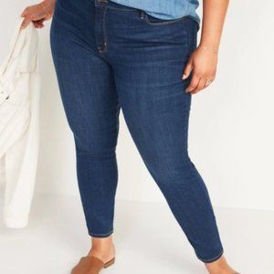 New Old Navy Women's High Rise Rockstar Super-Skinny Jeans Blue Plus Size 24